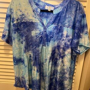 Blue Tie-Dye Women's Blouse
